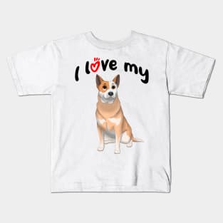 I Love My Red Australian Cattle Dog Red Heeler Kids T-Shirt